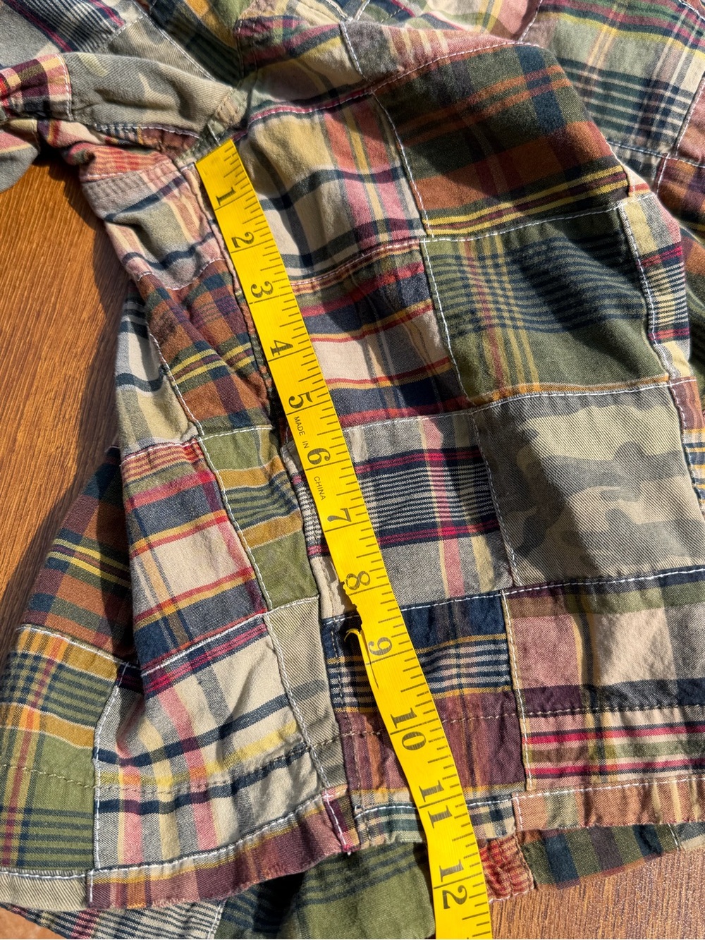 American Eagle Patchwork Madras Shorts Men’s 34 Cotton Plaid Longer Length - Picture 9 of 13